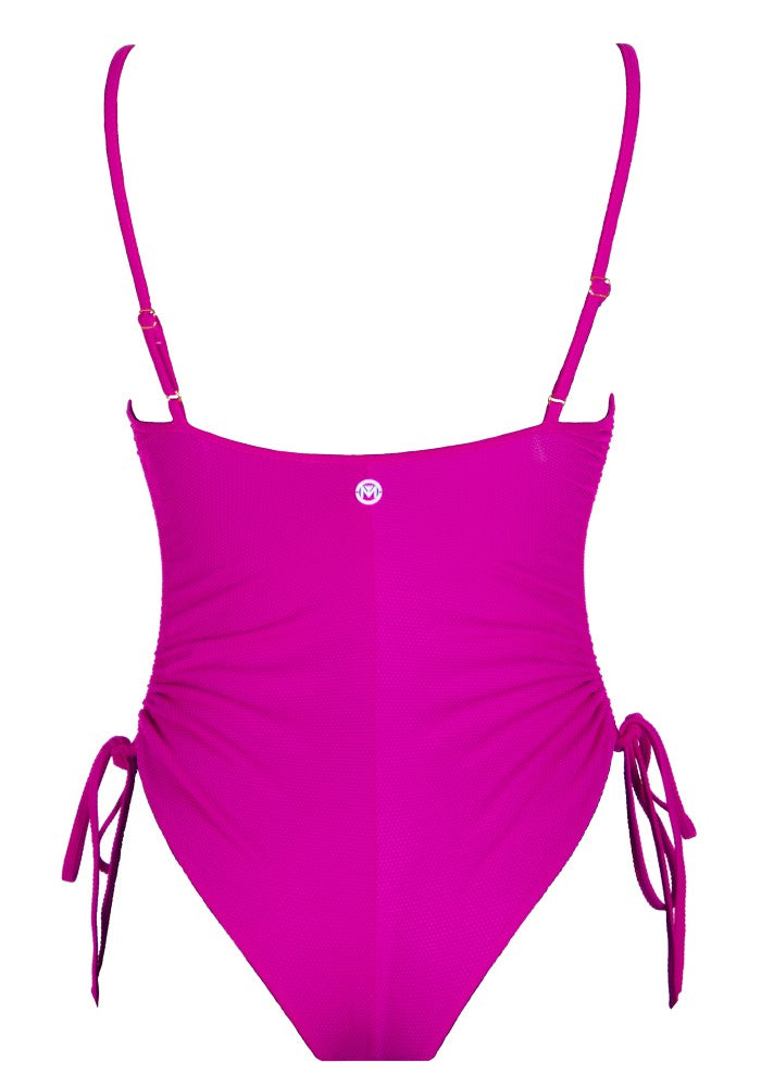 Back view of the Maui (Rainbow Collection) Swimsuit Mermazing color Fuchsia made with ECONYL® regenerated nylon