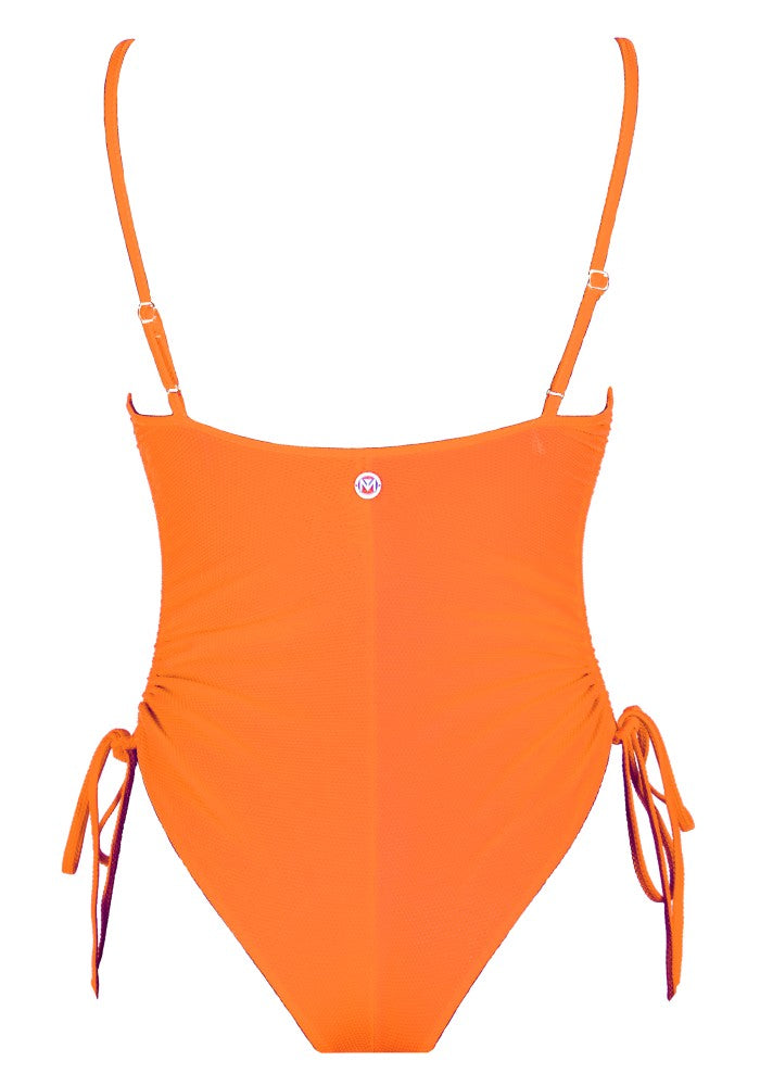 Back view of the Maui (Rainbow Collection) Swimsuit Mermazing color Orange made with ECONYL® regenerated nylon