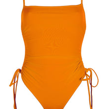 Load image into Gallery viewer, Front view of the Maui (Rainbow Collection) Swimsuit Mermazing color Orange made with ECONYL® regenerated nylon
