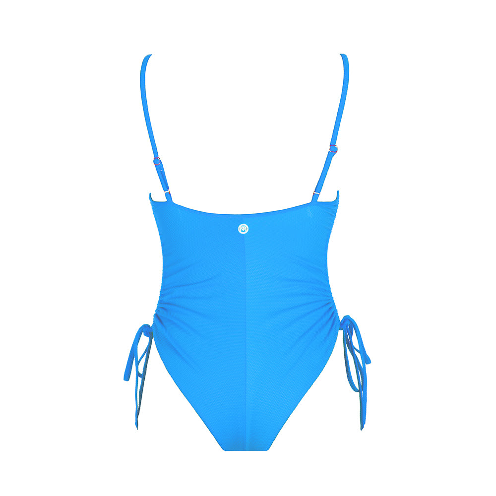 Back view of the Maui (Rainbow Collection) Swimsuit Mermazing color Pale blue made with ECONYL® regenerated nylon