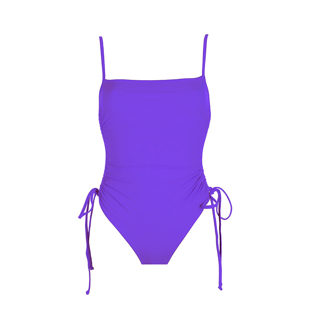 Front view of the Maui (Rainbow Collection) Swimsuit Mermazing color Purple made with ECONYL® regenerated nylon