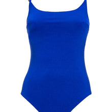 Load image into Gallery viewer, Front view of the Sophia Swimsuit Mermazing color Blue made with ECONYL® regenerated nylon

