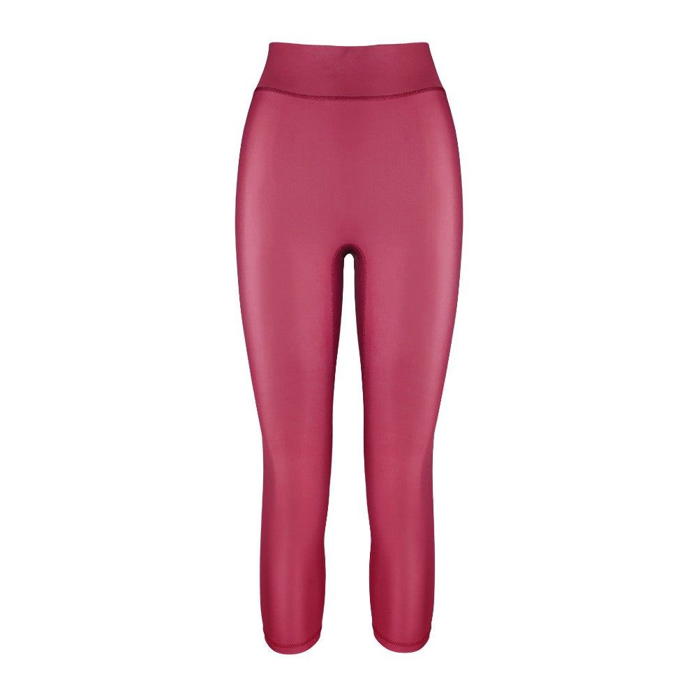 Front view of the Cora Leggings Wine by Outfyt color Red made with ECONYL® regenerated nylon