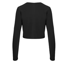 Load image into Gallery viewer, Back view of the Elin Long Sleeve Crop by Outfyt color Black made with ECONYL® regenerated nylon
