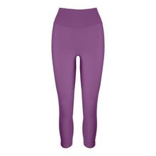 Load image into Gallery viewer, Front view of the Mila Leggings Plum by Outfyt color Purple made with ECONYL® regenerated nylon

