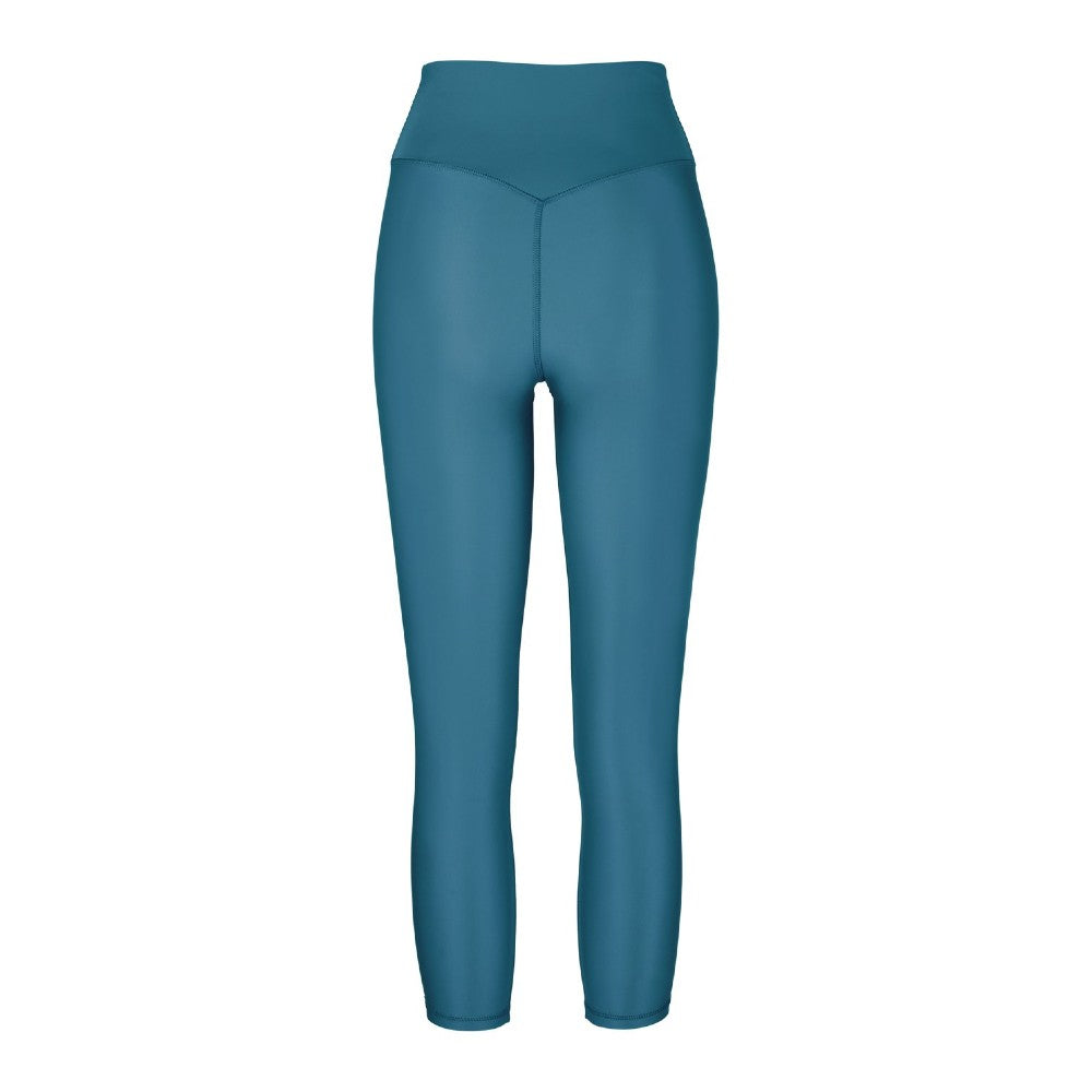 Back view of the Sage Leggings Aegean by Outfyt color Blue made with ECONYL® regenerated nylon