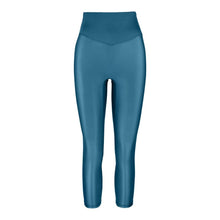 Load image into Gallery viewer, Front view of the Sage Leggings Aegean by Outfyt color Blue made with ECONYL® regenerated nylon
