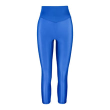 Load image into Gallery viewer, Front view of the Sage Leggings Lapis by Outfyt color Blue made with ECONYL® regenerated nylon

