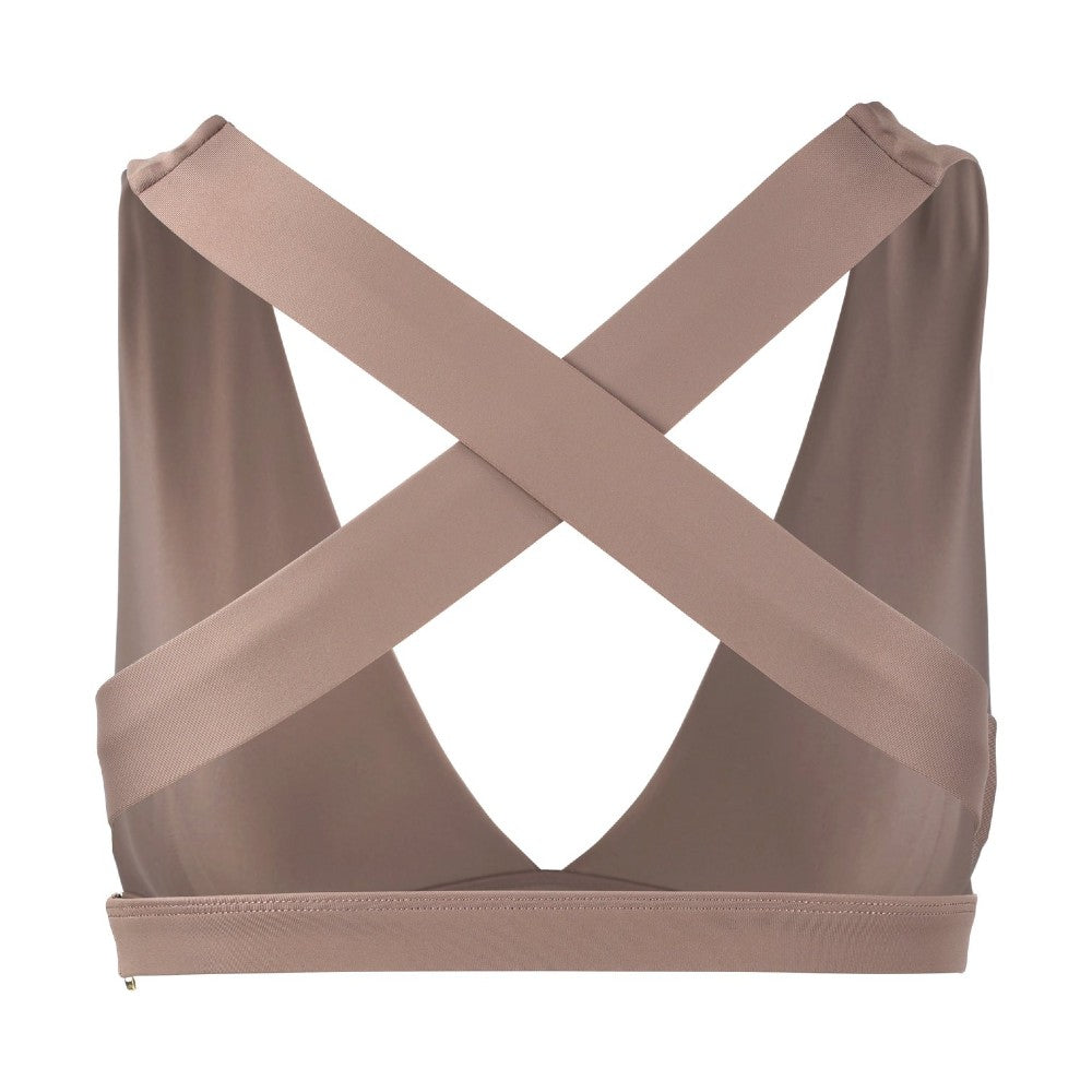 Back view of the Lilly V 2.0 Sand by Outfyt color Beige made with ECONYL® regenerated nylon