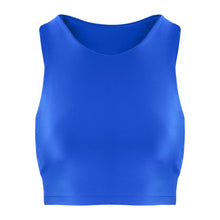 Load image into Gallery viewer, Front view of the Tula Crop Top Lapis by Outfyt color Blue made with ECONYL® regenerated nylon

