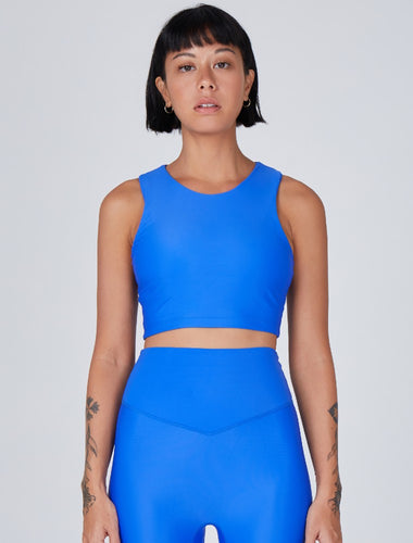 Tula Crop Top Lapis by Outfyt color Blue made with ECONYL® regenerated nylon