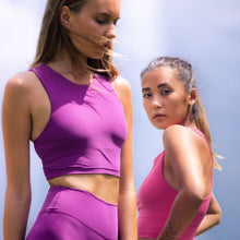 Load image into Gallery viewer, Tula Crop Top Plum by Outfyt color Purple made with ECONYL® regenerated nylon

