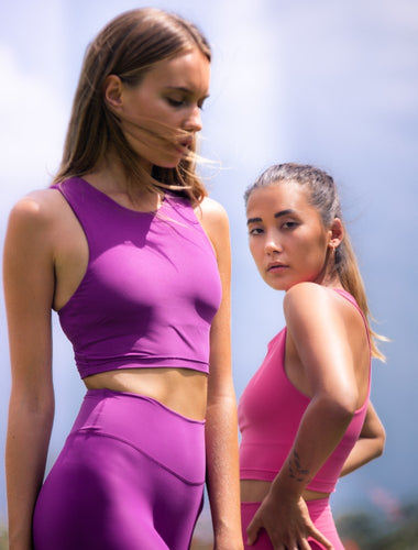 Tula Crop Top Plum by Outfyt color Purple made with ECONYL® regenerated nylon