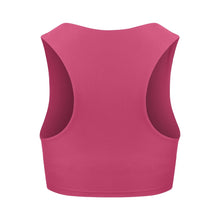 Load image into Gallery viewer, Back view of the Tula Crop Top Rose by Outfyt color Pink made with ECONYL® regenerated nylon
