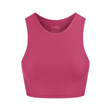 Load image into Gallery viewer, Front view of the Tula Crop Top Rose by Outfyt color Pink made with ECONYL® regenerated nylon
