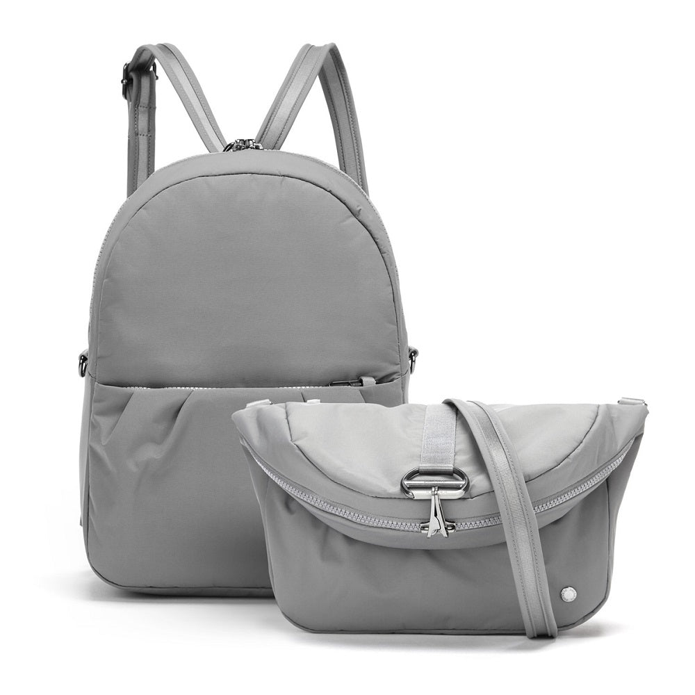 Pacsafe Citysafe CX Anti-Theft Convertible Backpack color Grey made with ECONYL® regenerated nylon converted
