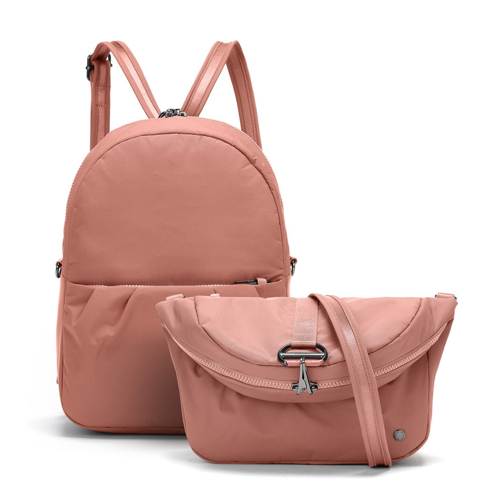 pacsafe citysafe CX anti theft convertible backpack bag rose econyl converted