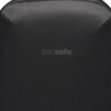 Load image into Gallery viewer, Detail of the Pacsafe Vibe 25L Anti-Theft Backpack color Black made with ECONYL® regenerated nylon
