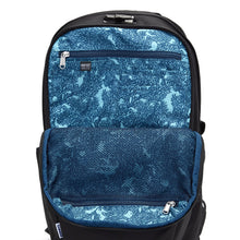 Load image into Gallery viewer, Inside view of the Pacsafe Vibe 25L Anti-Theft Backpack color Black made with ECONYL® regenerated nylon
