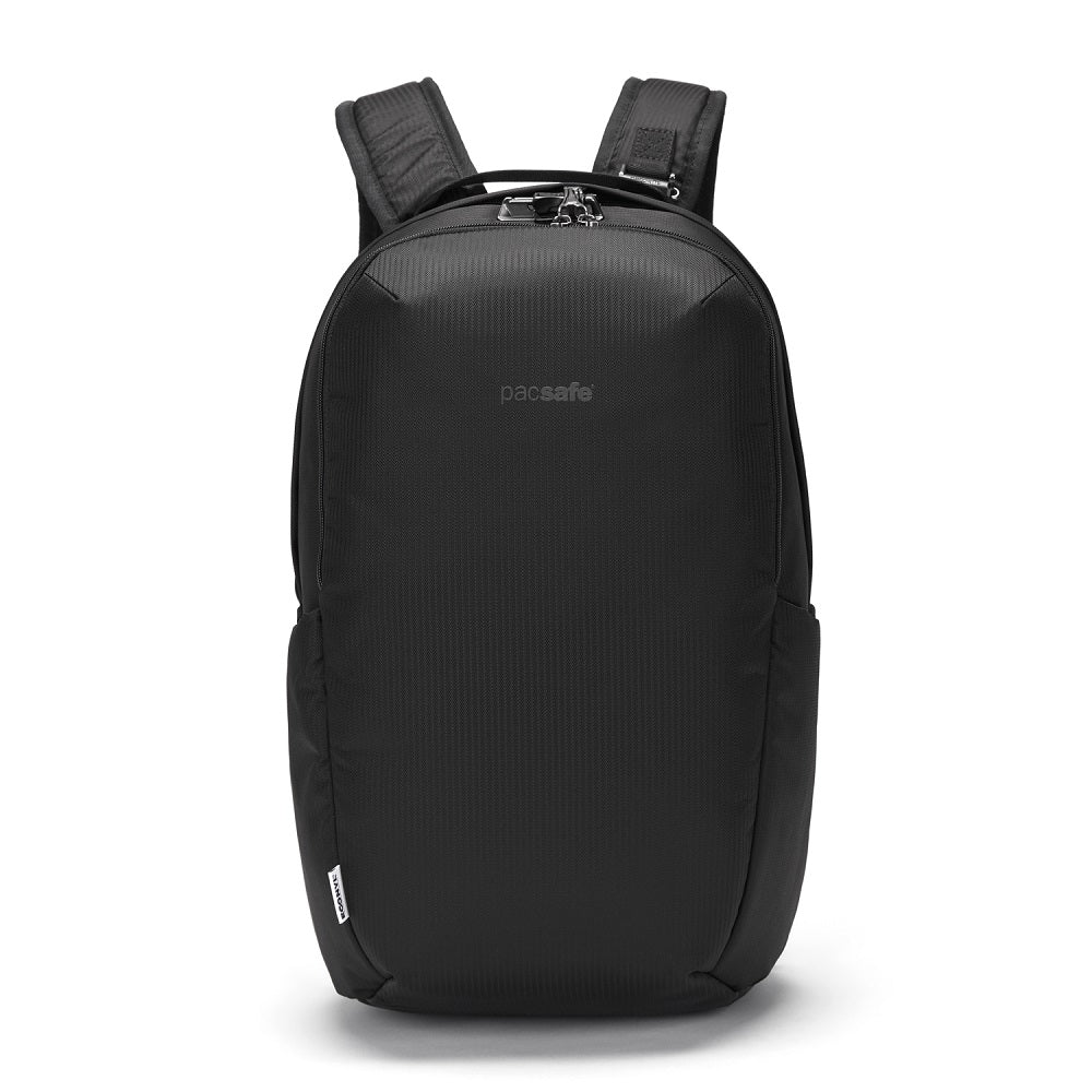 Pacsafe Vibe 25L Anti-Theft Backpack color Black made with ECONYL® regenerated nylon