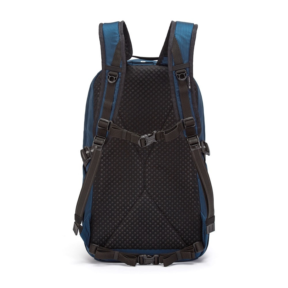 Back view of the Pacsafe Vibe 25L Anti-Theft Backpack color Ocean made with ECONYL® regenerated nylon