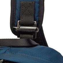 Load image into Gallery viewer, Detail of the Pacsafe Vibe 25L Anti-Theft Backpack color Ocean made with ECONYL® regenerated nylon
