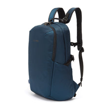 Load image into Gallery viewer, Front side view of the Pacsafe Vibe 25L Anti-Theft Backpack color Ocean made with ECONYL® regenerated nylon
