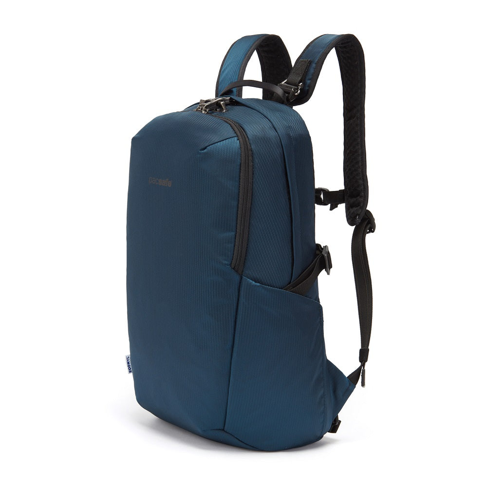 Front side view of the Pacsafe Vibe 25L Anti-Theft Backpack color Ocean made with ECONYL® regenerated nylon