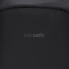 Load image into Gallery viewer, Detail of the Pacsafe Vibe 325 Anti-Theft Sling Pack color Black made with ECONYL® regenerated nylon

