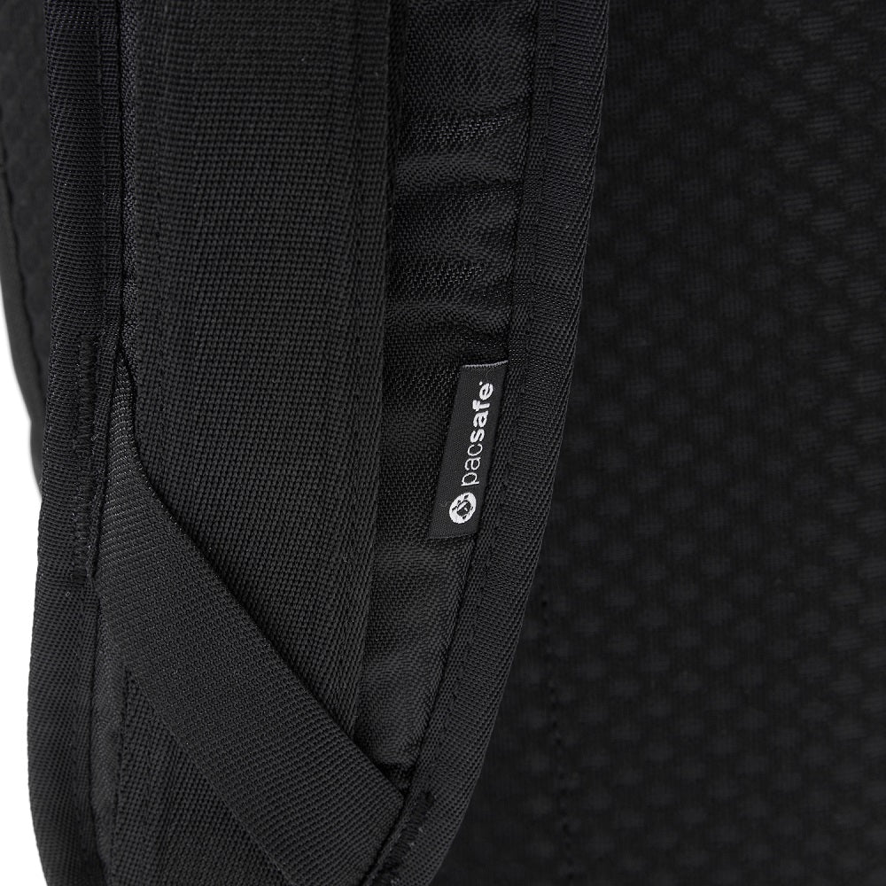 Detail of the Pacsafe Vibe 325 Anti-Theft Sling Pack color Black made with ECONYL® regenerated nylon