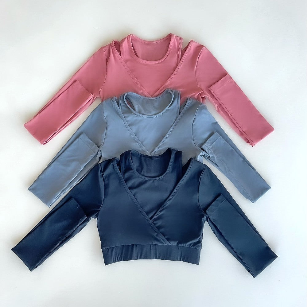 Front view of the Heart Top by Seawild color Pink made with ECONYL® regenerated nylon