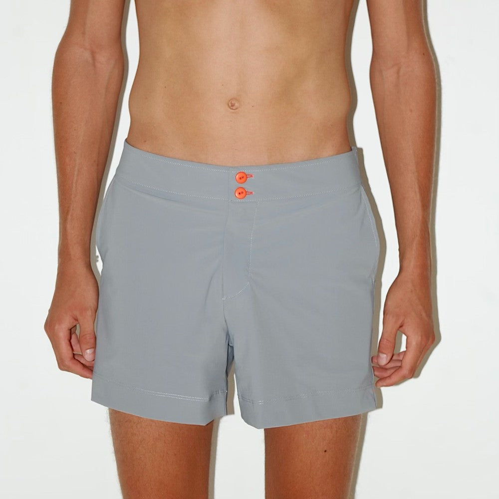 Front view of the Milo Shorts Men's Swimsuit by Seawild color Grey made with ECONYL® regenerated nylon