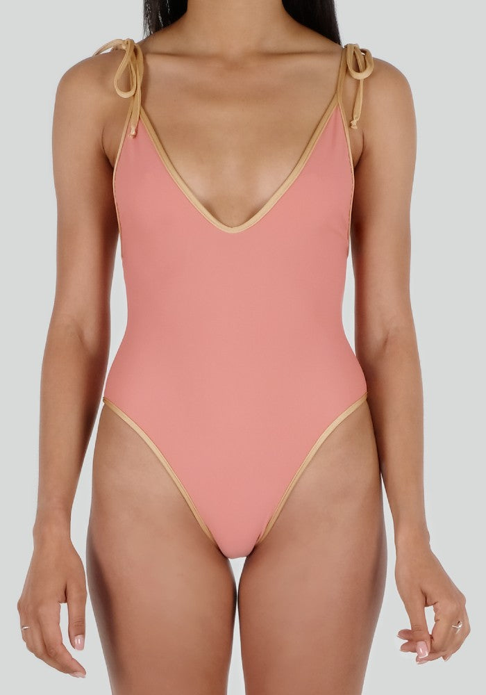 Aurora Swimsuit by Seawild color Pink and Gold and reversible made with ECONYL® regenerated nylon