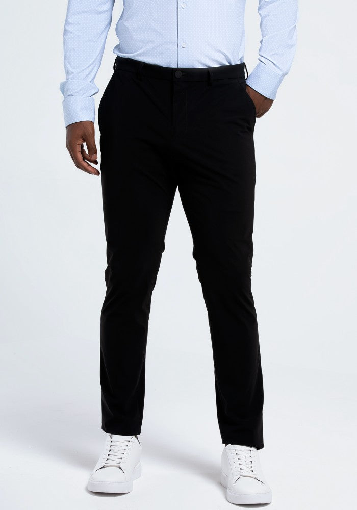 Front view of The Triton Pant State Of Matter color Black made with ECONYL® regenerated nylon