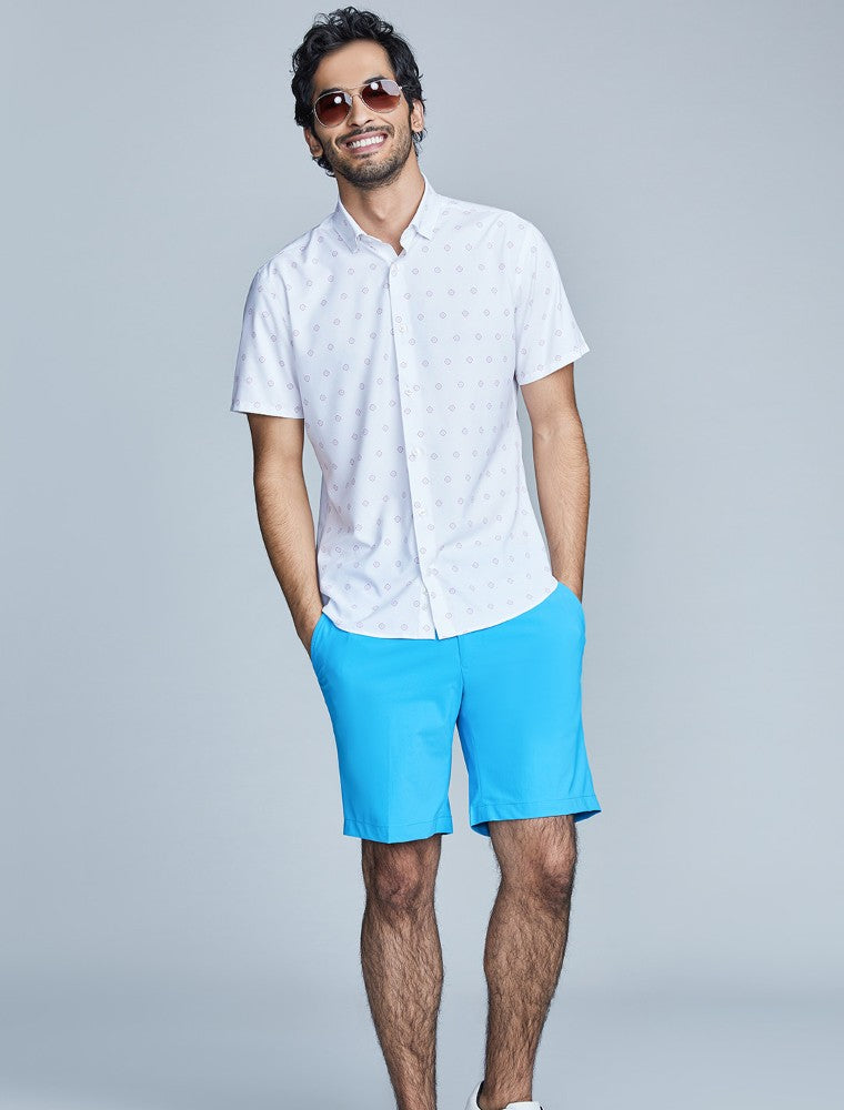The Triton Short Pant State Of Matter color Aqua made with ECONYL® regenerated nylon lifestyle