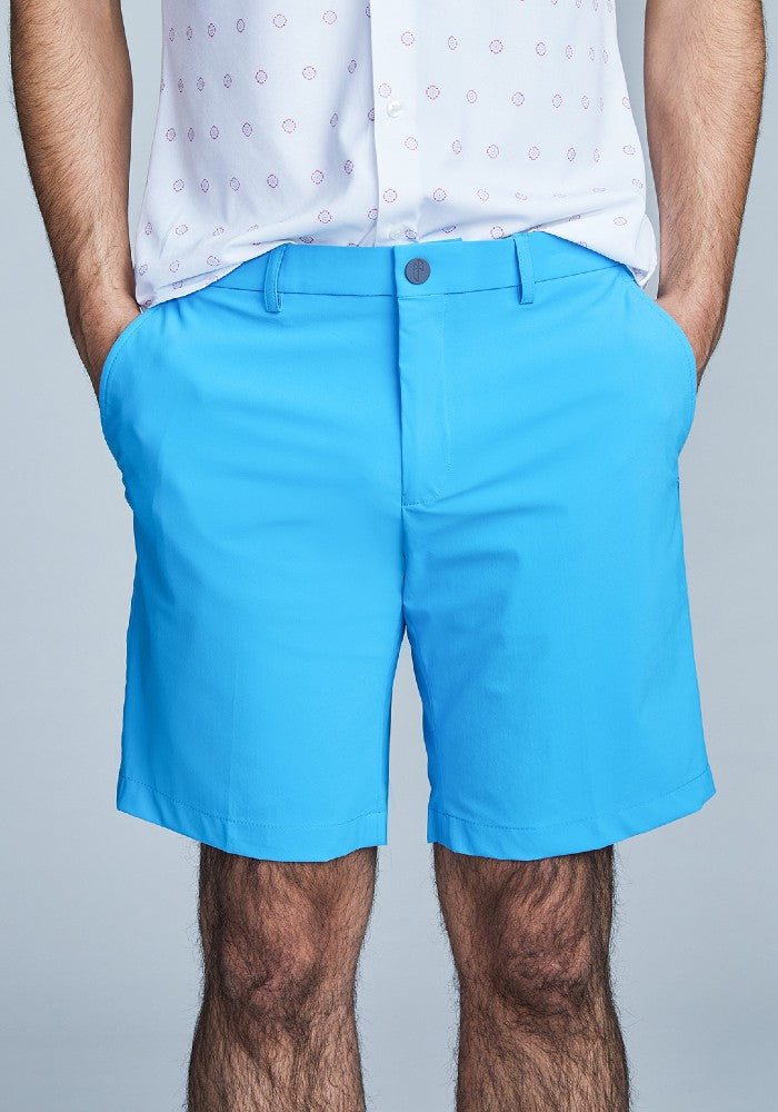 Front view of The Triton Short Pant State Of Matter color Aqua made with ECONYL® regenerated nylon